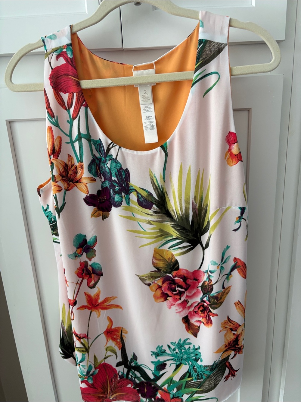 Chico's  Floral Scoop Neck Shell Top